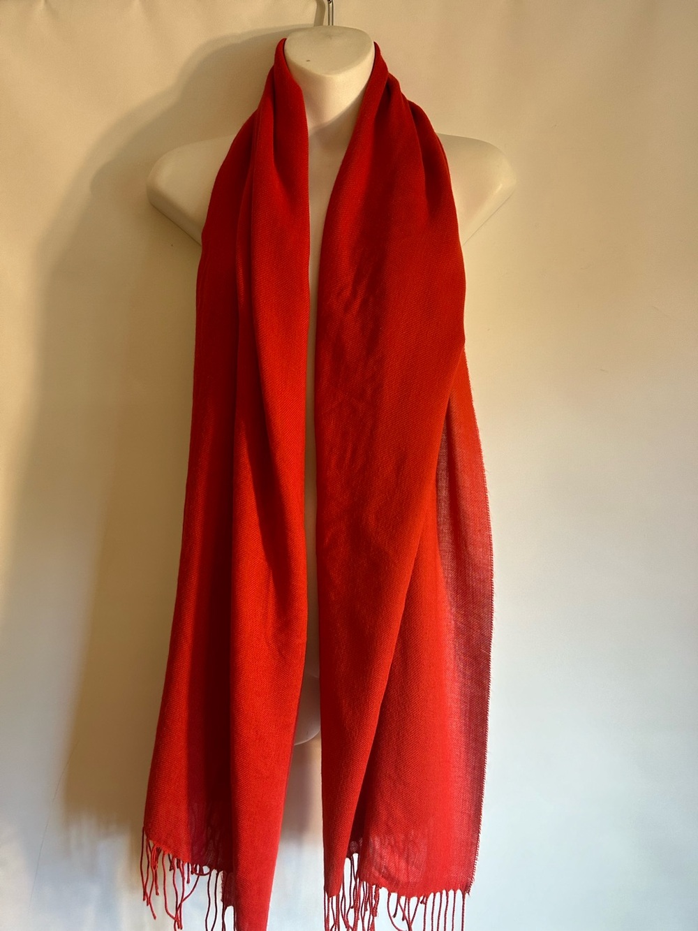 PASHMINOTTA BY SYMPHONY MADE IN ITALY BURNT ORANGE WITH FRINGE WRAP SCARF